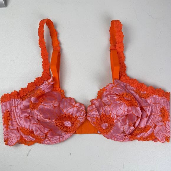 Savage X Fenty Perfect Poppies Unlined Lace Demi Bra Size 38D - Picture 3 of 7